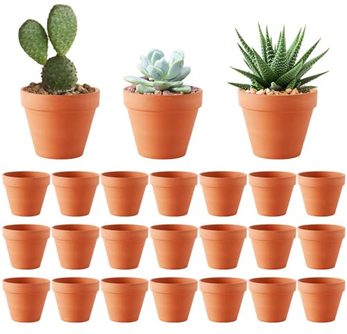 HRKVSK 24 Stück Tontöpfe Klein, 5 X 5.5 cm Terracotta Blumentopf, Tontöpfe Zum Basteln, Terrakotta Töpfe, Blumentopf Ton, Mini Blumentöpfe, Tontopf für Drinnen und Draußen Dekorieren