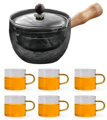 NEDLON 360 Rotation Tea Maker and Infuser,Glass Rotating Tea Pot and Cup Portable Tea Set for Scattered Leaves and Blooming Teapots (Color : B)