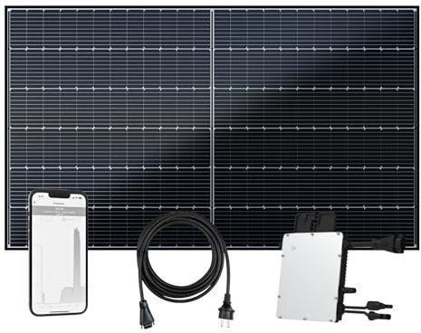 flex-energie Balkonkraftwerk Komplettset I 450Wp Solarmodul, Envertech EVT400-B Wechselrichter & 10m Kabel I Bifaziale Solaranlage zur Energiegewinnung I Leistung drosselbar