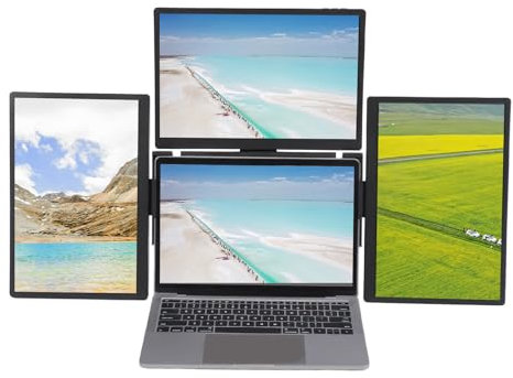 Jectse 13.3'' Triple Portable Monitor for Laptop, Detachable 1920 X 1200 IPS Laptop Screen Extender with Kickstand, One Cable Plug and Play Ultra Slim Travel Monitor for Windows, for OS X