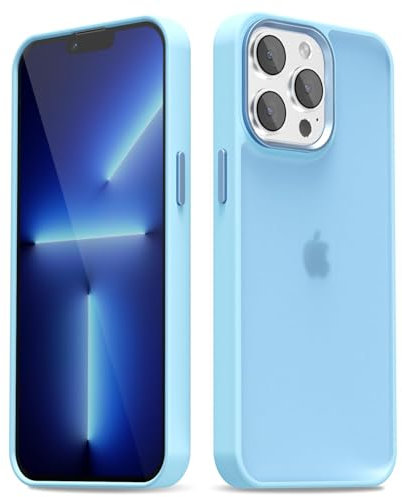 oakxco for iPhone 13 Pro Max Case Clear Hard Shell, Slim Thin Matte Transparent Plastic Cover & Protective Soft Silicone Rubber TPU Bumper, Girly Cute Phone Case for Women Girls, Light Blue