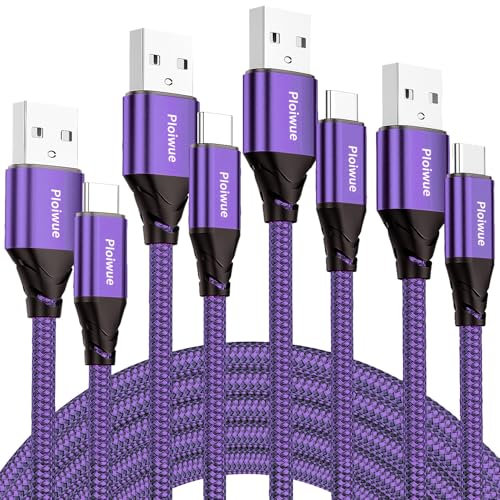 USB C Kabel [4 Stück 2M+2M+3M+3M] 3.1A Ladekabel USB C Schnellladekabel Nylon USB C Ladekabel für Samsung Galaxy S23 S22 S21 S20 Note10 Huawei P9 Pixel 7/6 Switch PS5 15 Pro Max Xperia etc (Lila)
