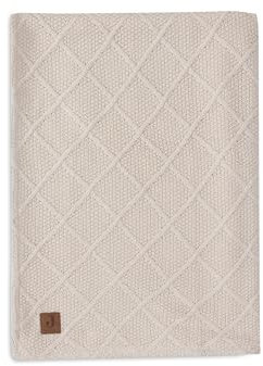 Jollein Babydecke Check Knit, Oatmeal - Teddy Fleece - 100x150cm - 60% Baumwolle, 40% Acryl, Innenseite 100% Polyester - Fürs Kinderbett - 2.0 TOG - OEKO-TEX Zertifiziert - Strickmuster