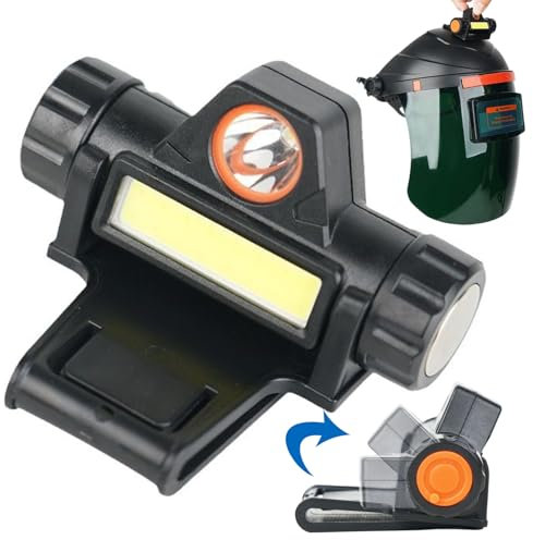 Helmet Flashlight, Welding Helmet Light Dual Lighting Rotatable Welding Light with Clamp Lightweight Waterproof & Magnetic USB Strong Light Head Mount Helmet Flashlight, Welding Helmet with Light