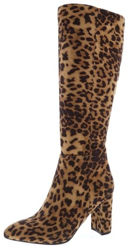 TruFox Stivali da donna classici alti al ginocchio con tacco a blocco, Leopardati, 39 EU