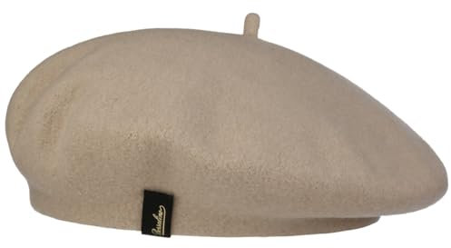 Borsalino Wool Baskenmütze Damen/Herren - Made in Italy Wollbaske Baske Winter Herbst-Winter - One Size beige-meliert