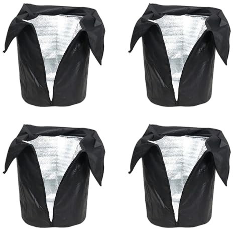 Derwrtup 4 Stück Winter-Topfschutz - Thermo Topfschutz Für Pflanzen In Aussenbereichen - Thermo Topfschutz, Winterschutz Für Topfpflanzen,Winter Topfschutz Mit Zugband, 45 X 50 cm