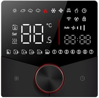 Minco Home Wireless Matter WIFI Underfloor Room Heating Thermostat Knob Operation Temperature Controller Supports Apple HomeKit,Google Assistant,Amazon Alexa (Black 16A Electric Heating)