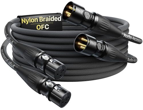 AA AUDIO ACCESSORY Cable XLR para Micrófono de 2 metros (Macho a Hembra), con Conectores Neutrik Rean chapados en oro, Refuerzo de Kevlar, trenzado de Nailon y Cobre Libre de Oxígeno