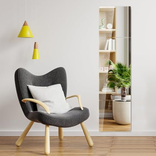 Dokeno Specchio da Parete Senza Cornice 30X30cm,4 Pcs Acrilico Specchi per Tutta la Lunghezza del Corpo Specchio Adesivo,Flessibile Specchi Adesivi Lungo Specchi Decorativi per Soggiorno Bagno (4, B)