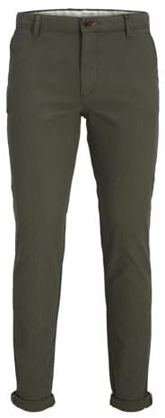 JACK & JONES Herren Stoffhose Chino-Hose - JpstMarco Fury Slim-Fit, Farbe:Grün, Jeans/Hosen Neu:34W / 34L