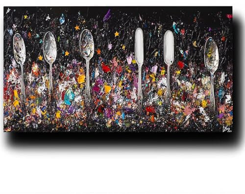 Malen Nach Zahlen Erwachsene GewüRze, Paint by Numbers Leinwand Bilder LöFfel,Diy GemäLde Kit mit Pinsel und Acrylfarben Set Als Geschenk für Frauen, Deko Wohnzimmer Groß Malen Bastelset 20X40cm 1-N-Y