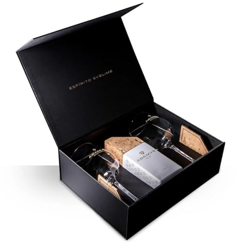 Personalisierte Adamus Organic Dry Gin Geschenkbox 70cl | Mit 2 Tassen und 2 Korkuntersetzern