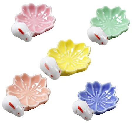 Veemoon 5stücke Teiliges Keramik Essstäbchenhalter Blütenform Mehrfarbige Japanische Essstäbchenablage Floral Geprägte Tischdeko Für Zuhause Geeignet Für Gabeln Löffel Und Dekorative Zweck