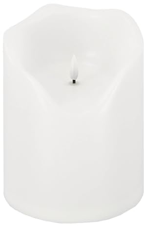 LED Universum - LED Outdoor Kerze Lou weiß Kunstsoff IP44 Candle für Dekoration von Balkon Terrasse Garten Laterne 6h Timer 3 x Baby C LR14 Batterien (nicht enthalten) 2700K warmweiß (Weiß, 20 cm)