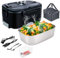 Lunch Box Chauffante Électrique 4 en 1 12V/24V/220V~240V, 1.5L 60W Acier Inox Chauffage Rapide Gamelle, Boîte Repas Amovible, pour Bureau, École, Voyage, Voiture, Avec Sac Isotherme