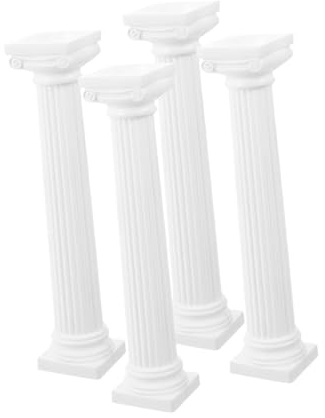FRCOLOR Lot De 4 Mini Colonnes Romaines Décoratives Blanches 6 Pouces pour Photographie Et Décoration Intérieure, Piliers Romains Miniatures en Plastique, Accessoires De Scène Historiques