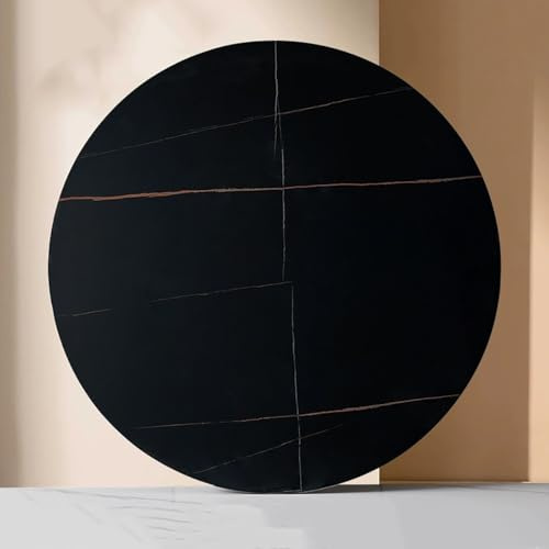 50 60 70 cm Plateau Rotatif Ronde Lazy Susan Plateau Tournant À 360° en Rock Slab Grand Assiette de Service avec Base Rotative, Main(Black,60cm/24in)