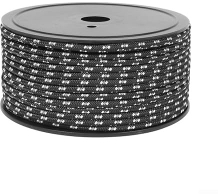 50M Reflective Nylon Tent Rope 5MM Ideal for Camping and Secure Tent Setup (Black)