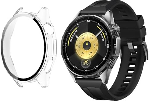 HidWee Hülle Kompatibel mit HUAWEI Watch GT6/GT 6 46MM Schutzhülle, 360 Grad Rundum Stoßfeste Schutzhülle mit HD Displayschutz, Kratzfeste Ultra Dünne Hard PC Cover - Transparente