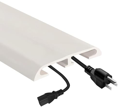 Flexibler Kabelkanal Weiß, Kabelschacht Selbstklebend mit 2 Kanälen, 45mm Breit Kabelabdeckung für bis zu 4 Kabel, Kabel Verstecken Kabelkanäle für Boden, Wand, Fußleisten, Haushalt, Büro (Weiß, 1m)