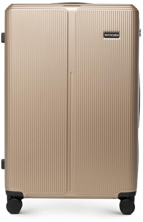 WITTCHEN Stripes Line Großer Koffer 76,5 x 50 x 29 cm (XL) | Hartschalen-Trolley ABS 96 l, 4 Rollen 360° | Koffer groß für Lufthansa/Eurowings/Ryanair, zahlenschloss, teleskopgriff | Farbe: Gold