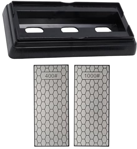 MospdyGear Double-Sided Diamond Sharpening Stone 400/1000 Grit, Ergonomic Whetstone with Non-Slip Base and Dust Cover, Ideal for Kitchen Knives, Scissors, and Chisels