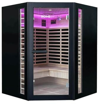 Home Deluxe Infrarotkabine NERO XXL – Schwarz, Hemlock (190 x 150 x 150 cm) | Luxuriöses Design & leichte Montage