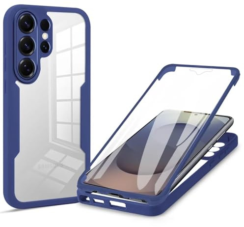 Wigento 360 Grad Handyhülle für Samsung Galaxy S26 Ultra 5G mit Displayschutz & Kameraschutz Blau