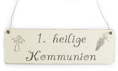 Interluxe Vintage Deko Schild Türschild ERSTE HEILIGE Kommunion 2 Shabby Chic Landhaus Impression