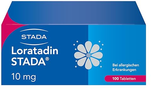 STADA Loratadin 10 mg Tabletten, Antihistaminikum gegen Heuschnupfen 100 St | Wirkstoff 10 mg Loratadin, Antihistaminikum 2. Generation, apothekenpflichtig, 100 Tabletten, enthält Lactose