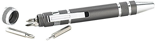 PEARL Multi Schraubenzieher: 8in1-Schraubendreher im Kugelschreiber-Design, 4x Kreuz und 4x Schlitz (Multifunktions Schraubendreher, Mini Schraubendreher, Feinmechaniker)