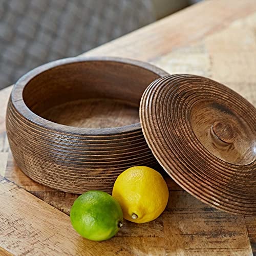 Grande bol en bois de mangue avec couvercle (90 x 210 mm)