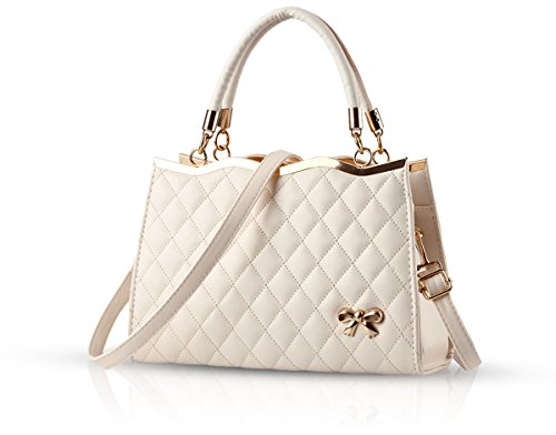 Nicole&Doris Damen Handtaschen Neue Frauen Handtaschen Neue Umhängetasche Lackleder Shell Schultertasche Henkeltaschen Tasche für Frauen Elfenbein