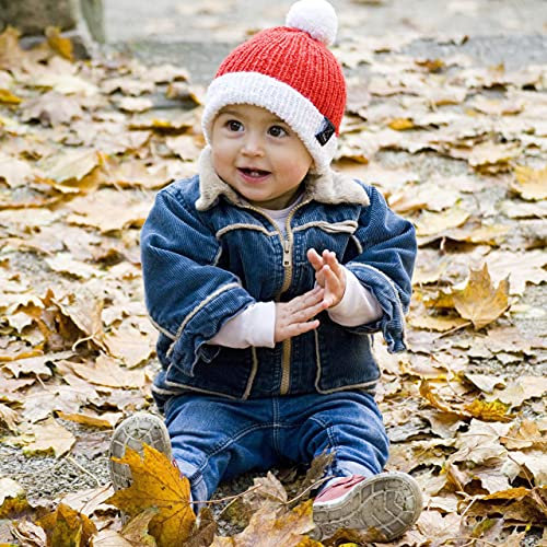 Baby Stricken Set - Baby DIY Set Babymütze Weihnachtszeit - Baby Strickset mit 2 Knäuel Merino Mix (rot/weiß), leicht verständliche Anleitung – Baby Stricken Mütze– Baby DIY – Strickset Baby Myoma