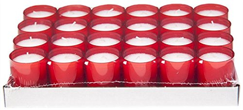Sovie CANDLES Refill Kerzen Rot 24 Stück - Kerze in Kunststoff-Hülle - ca. 24 Stunden Brenndauer - Kerzen Deko Innen & Außen - Schützt Glas & Dekoration
