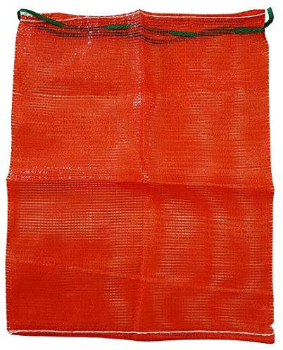 Forest Master Large (55cm x 80cm) Red Polypropylene Drawstring Mesh Storage Net Bags for Fruit + Vegetables, Firewood or Logs - Onion Bags for Storing - Leno Net Sacks for Potatoes - 25