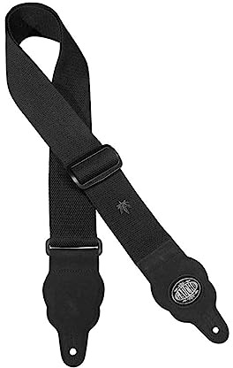 Grass Series Guitar strap, hemp with black slips, black