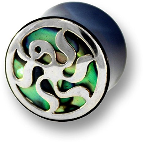 Island Piercings PAAR Horn Silber Abalone Plugs Ohr Piercing 8mm