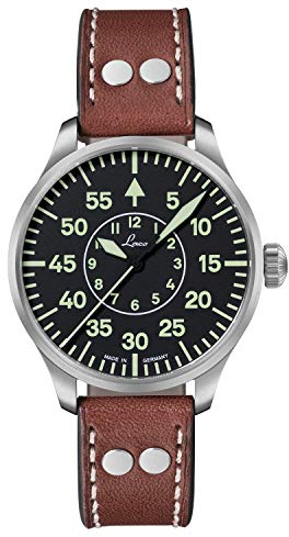 Laco Fliegeruhr, Automatikuhr, Edelstahlgehäuse, Saphirglas, 5 bar, Made in Germany