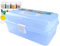 Caja de plástico con 3 bandejas para lápices, pinturas, pasteles y accesorios de manualidades.