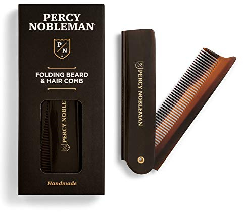 Peine plegable de acetato para barba y pelo de Percy Nobleman, ideal para usar en barbas y cabello.