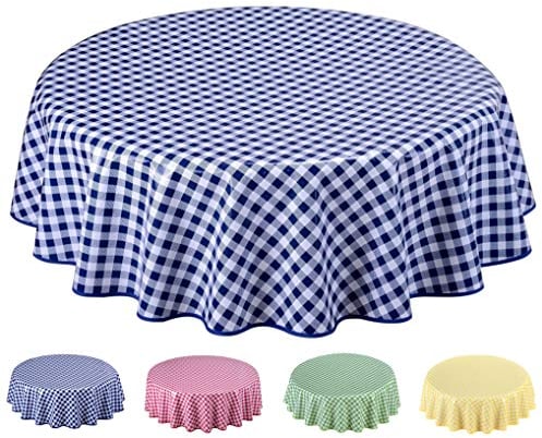 Home Direct Round Oilcloth PVC Wipe Clean Tablecloth Table Cover 140cm 55 Checkers Blue