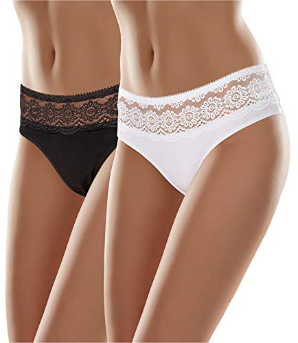 Merry Style Damen Slip MSGAB21 ((2Pack) Schwarz/Weiß, 40 (Herstellergröße: L))