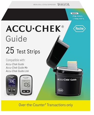 Accu-Chek Guide Glucose Test Strips for Diabetic Blood Sugar Testing (Pack of 25)
