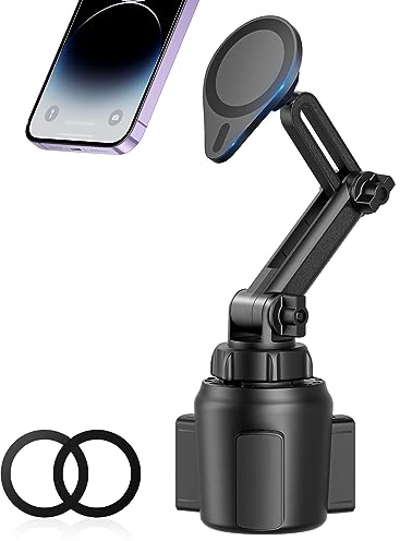 SUPERONE Magnetic Cup Holder Phone Mount, MagSafe Car Mount Cup Holder [Super Strong Magnetic Strength] 360° Rotation Fit for iPhone 13 12 Pro Max Mini MagSafe Case & All Phones 【Tesla Compatible】