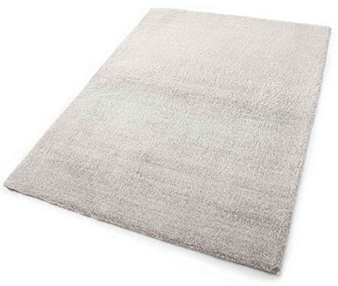 VIMODA Fellteppich Kunstfell Teppich Imitat Meliert mit Doppelter Farbverlauf Dicht Flauschig Seidiger Glanz Hochflor, Farbe:Beige, Maße:60x100 cm