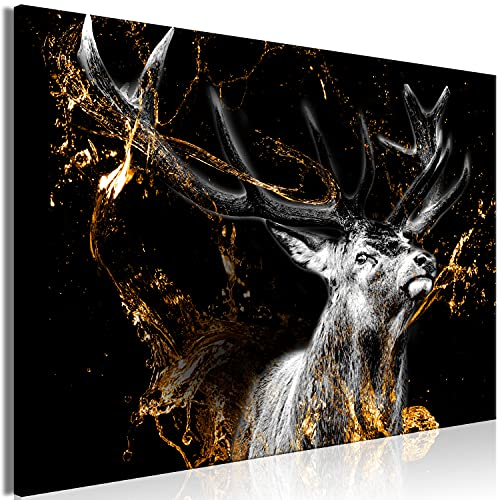 murando - Wandbilder XXL Hirsch 60x40 cm 1 tlg Bilder Leinwandbild Leinwand Wand Deko Bilder Wohnzimmer Bild Schlafzimmer Leinwandbilder Wandbild Groß - Tier Natur Schwarz & Weiß g-C-0329-b-a