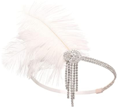 LEEMASING Damen-Fascinator mit Federn, Retro-Stil, Kopfband, Accessoire für Hochzeit, Teeparty, Weiß
