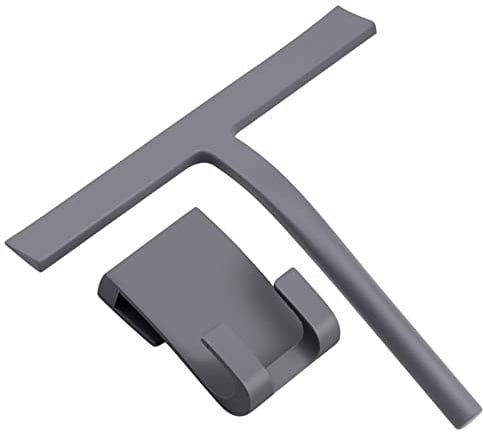 SAMENGTR Bathroom Squeegee, Silicone Shower Squeegee Grey Window Squeegee With Hanging Hook for Glass for Bathroom Cleaning Window Screen Wiper Cleaner, 22 (SAMENGTR-GSQ)
